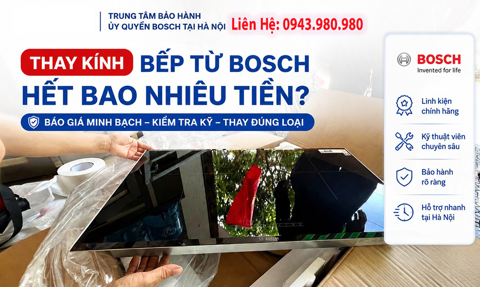Thay mặt kính bếp từ Bosch bị nứt vỡ tại Hà Nội