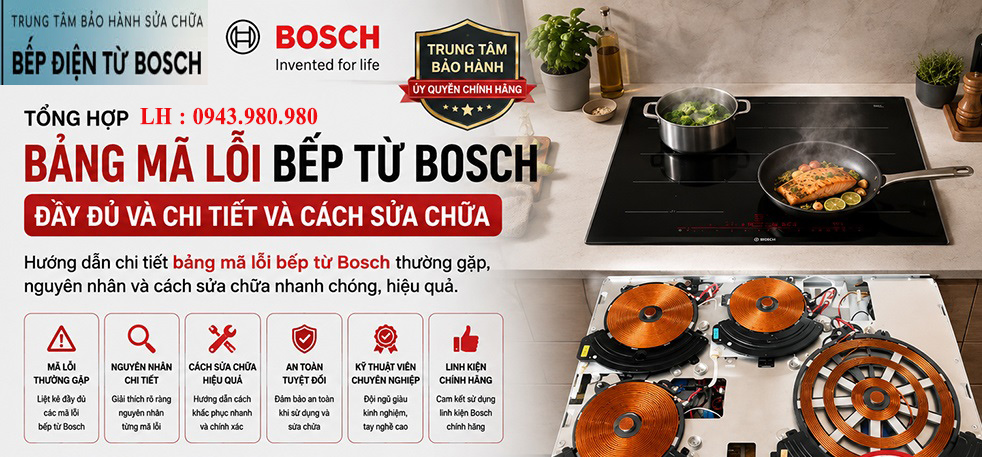 Bảng tra cứu mã lỗi bếp từ Bosch và hướng dẫn kiểm tra tại nhà Hà Nội