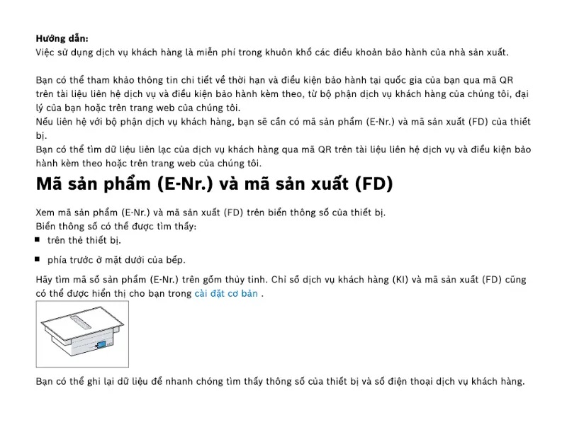 Thông tin chính sách bảo hành bếp từ Bosch và cách kiểm tra thời hạn bảo hành