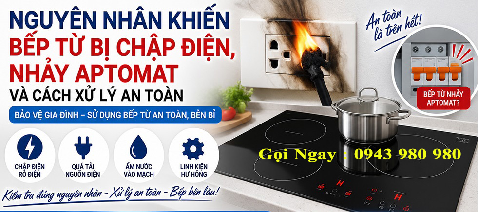 Kiểm tra và sửa bếp từ Bosch nhảy aptomat tại nhà Hà Nội